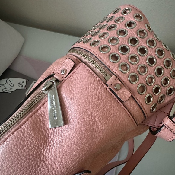 MICHAEL MICHAEL KORS Women's Rhea Zip Medium silver ringed Backpack - pale Pink - Picture 10 of 16